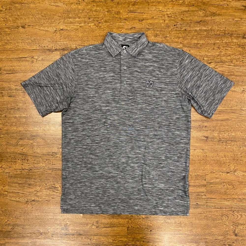 FootJoy FJ Black White Heather Active Stretch Golf/Tennis Polo Shirt‎ Men's Sz L